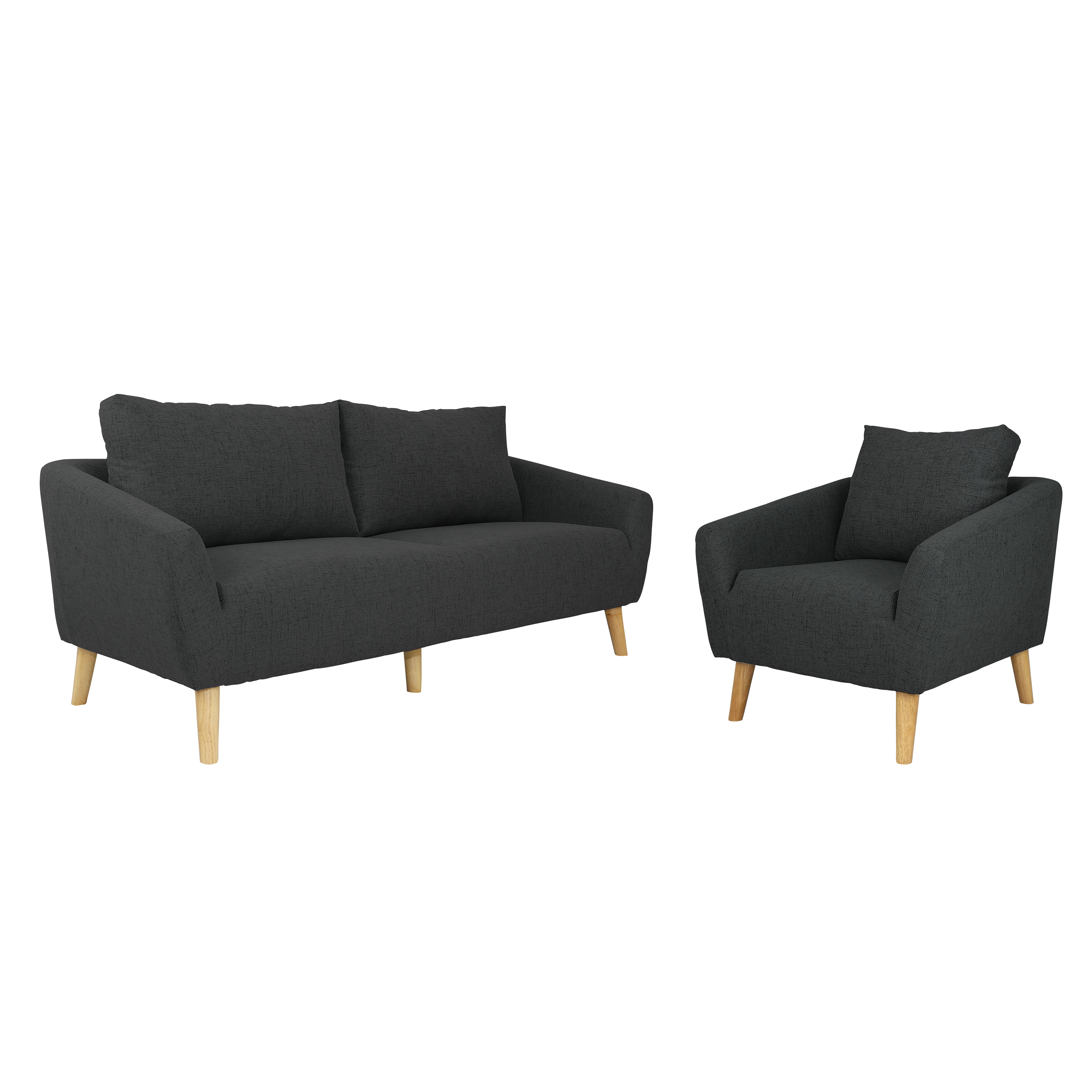 Hana 3 Seater Sofa with Hana Armchair - Charcoal