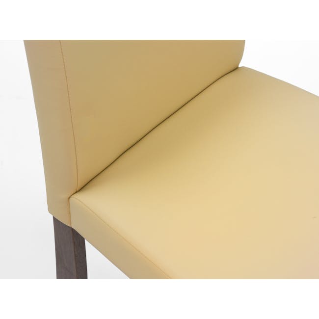 Dahlia Dining Chair - Cocoa, Caramel (Faux Leather) - 7 - Leather armchair, beige upholstery, smooth texture, wooden legs