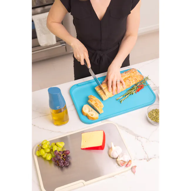Zuutii 2-in-1 Chopping Board (Light Cream) - 5 - black dress, kitchen countertop, cutting board, bread, rosemary, olive oil