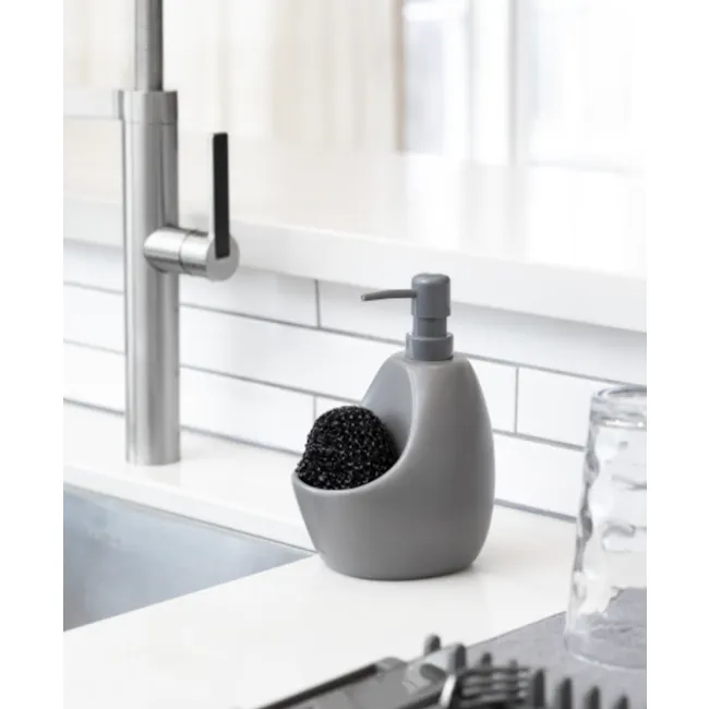 Joey Pump/Scrubby Combo - Charcoal - 2 - modern bathroom sink, sleek faucet, minimalist design, gray soap dispenser, black