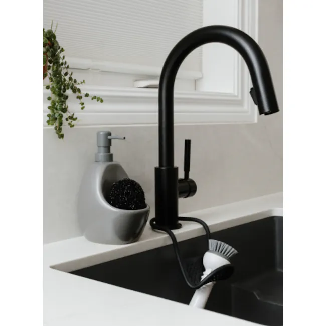 Joey Pump/Scrubby Combo - Charcoal - 3 - black modern kitchen sink, sleek faucet, minimalist bathroom, contemporary design