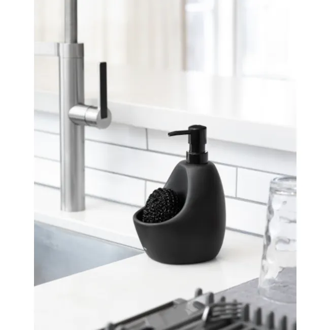 Joey Pump/Scrubby Combo - Charcoal - 7 - modern kitchen sink, black soap dispenser, sleek faucet, minimalist design