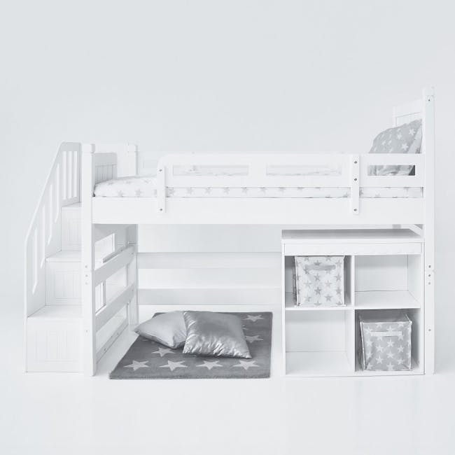 Tommy Single Low Loft Bed with Staircase - 1