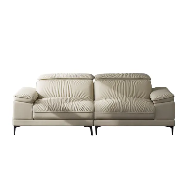 Sense 3 Seater Sofa with Adjustable Headrest - Beige (Faux Leather)