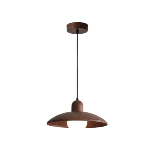 Kenya Pendant Lamp - Walnut - 1 - Wooden pendant light, modern design, elegant ambiance, warm glow, rustic charm