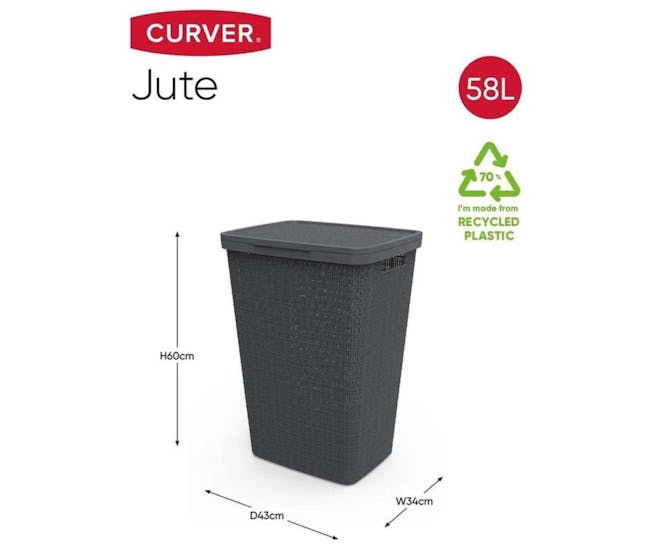 Jute Laundry Hamper 58L - Grey - 3