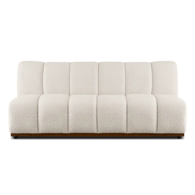 Cosmo 3 Seater Sofa - Walnut, White Boucle (Eco Clean Fabric) - 14 - Cream tufted sofa, modern design, plush cushions