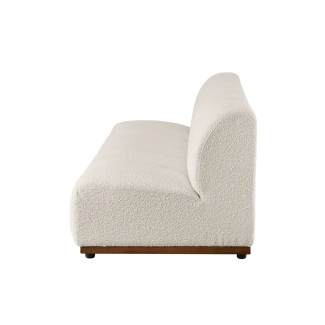 Cosmo 3 Seater Sofa - Walnut, White Boucle (Eco Clean Fabric) - 4 - Cream-colored, plush, modern sofa with soft, textured