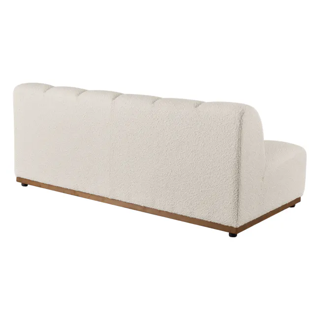 Cosmo 3 Seater Sofa - Walnut, White Boucle (Eco Clean Fabric) - 5 - Cream-colored, plush, modern sofa with soft, textured