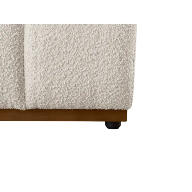 Cosmo 3 Seater Sofa - Walnut, White Boucle (Eco Clean Fabric) - 8 - Cream-colored, plush, textured, fluffy, soft, cozy