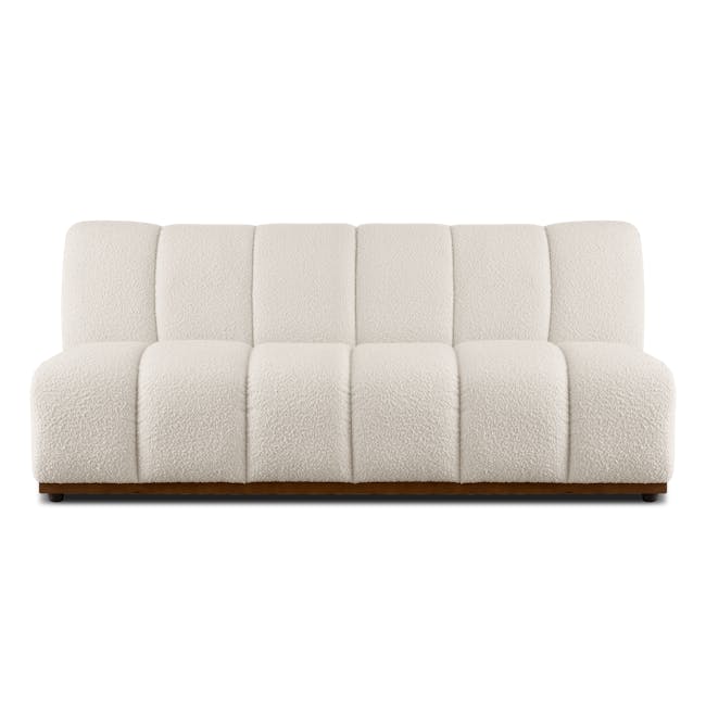 Cosmo Chaise Sectional Sofa - Walnut, White Boucle (Eco Clean Fabric) - 4 - Cream tufted sofa, modern design, plush