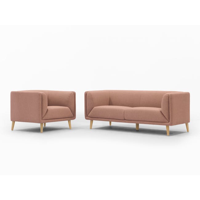 Audrey 3 Seater Sofa with Audrey 2 Seater Sofa - Blush - 13