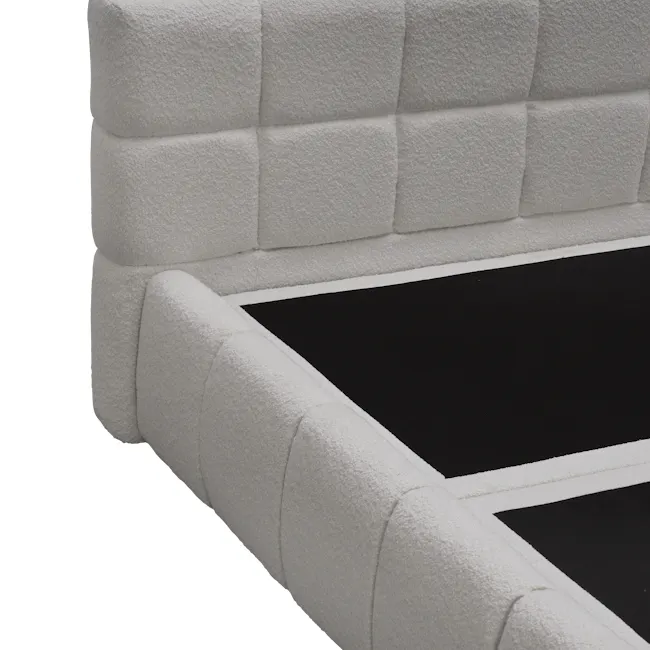 Aubrielle Storage King Bed - Light Grey Boucle - 16