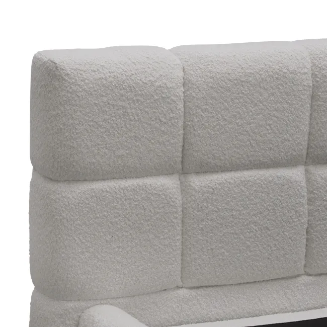 Aubrielle Storage King Bed - Light Grey Boucle - 14