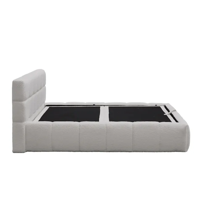 Aubrielle Storage King Bed - Light Grey Boucle - 12