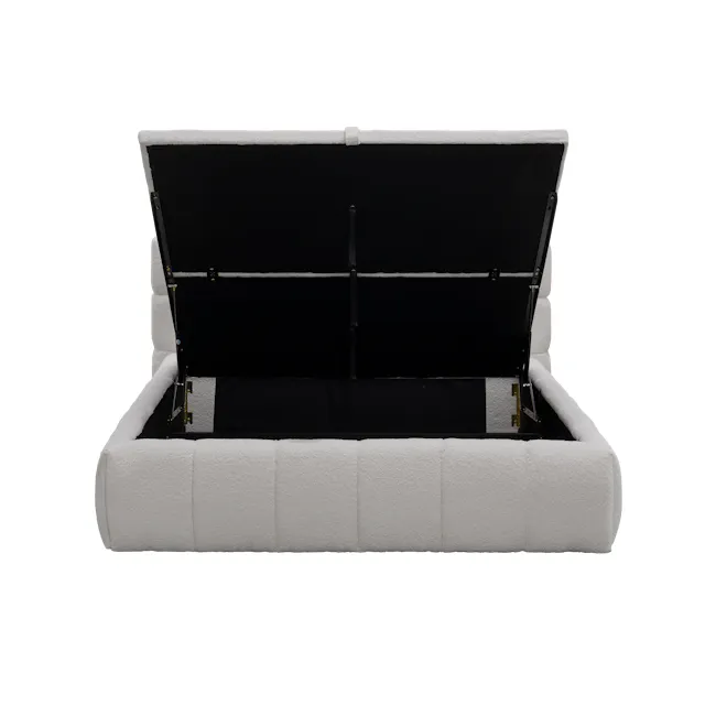 Aubrielle Storage King Bed - Light Grey Boucle - 9