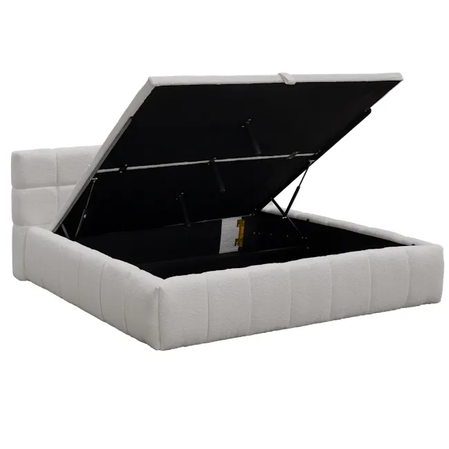 Aubrielle Storage King Bed - Light Grey Boucle - 10