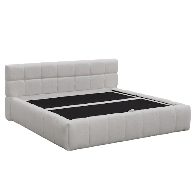 Aubrielle Storage King Bed - Light Grey Boucle - 11