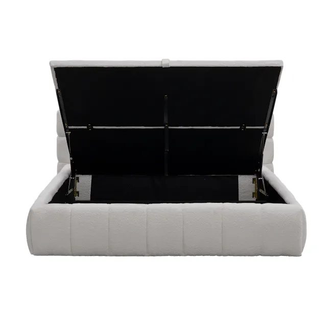 Aubrielle Storage King Bed - Light Grey Boucle - 8