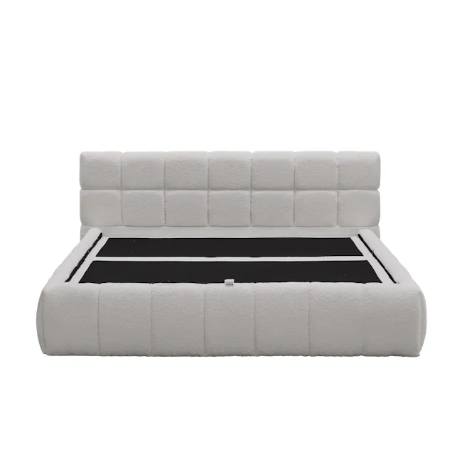 Aubrielle Storage King Bed - Light Grey Boucle - 7