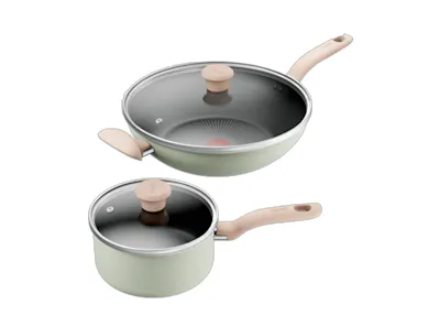 Tefal So Matcha 4-piece Set (Wok Pan 30+lid + Saucepan 18+lid) (G179S4)