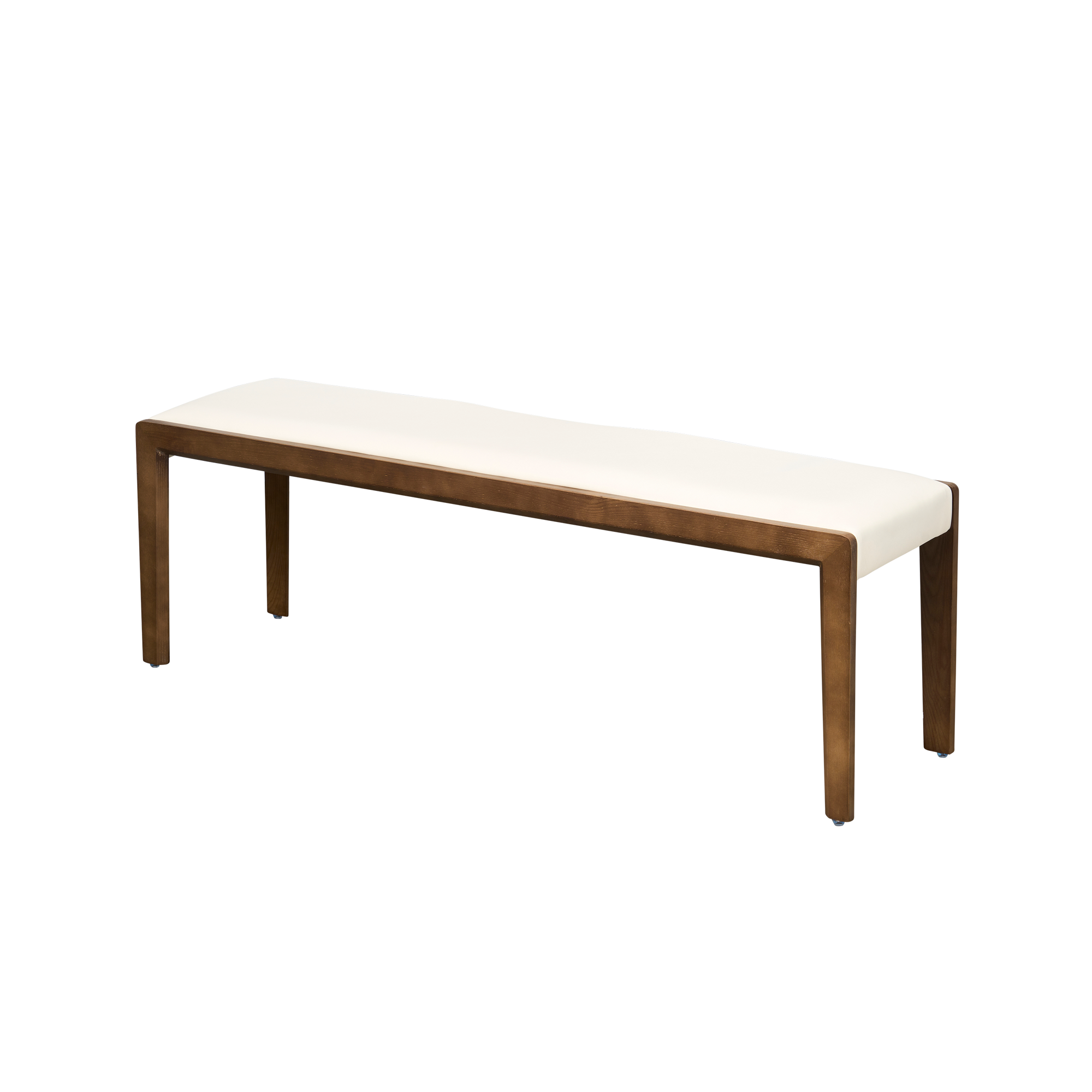Keaton Bench 1.4m - Walnut, Ivory (Faux Leather)