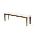 Keaton Bench 1.4m - Walnut, Ivory (Faux Leather)