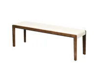 Keaton Bench 1.4m - Walnut, Ivory (Faux Leather)