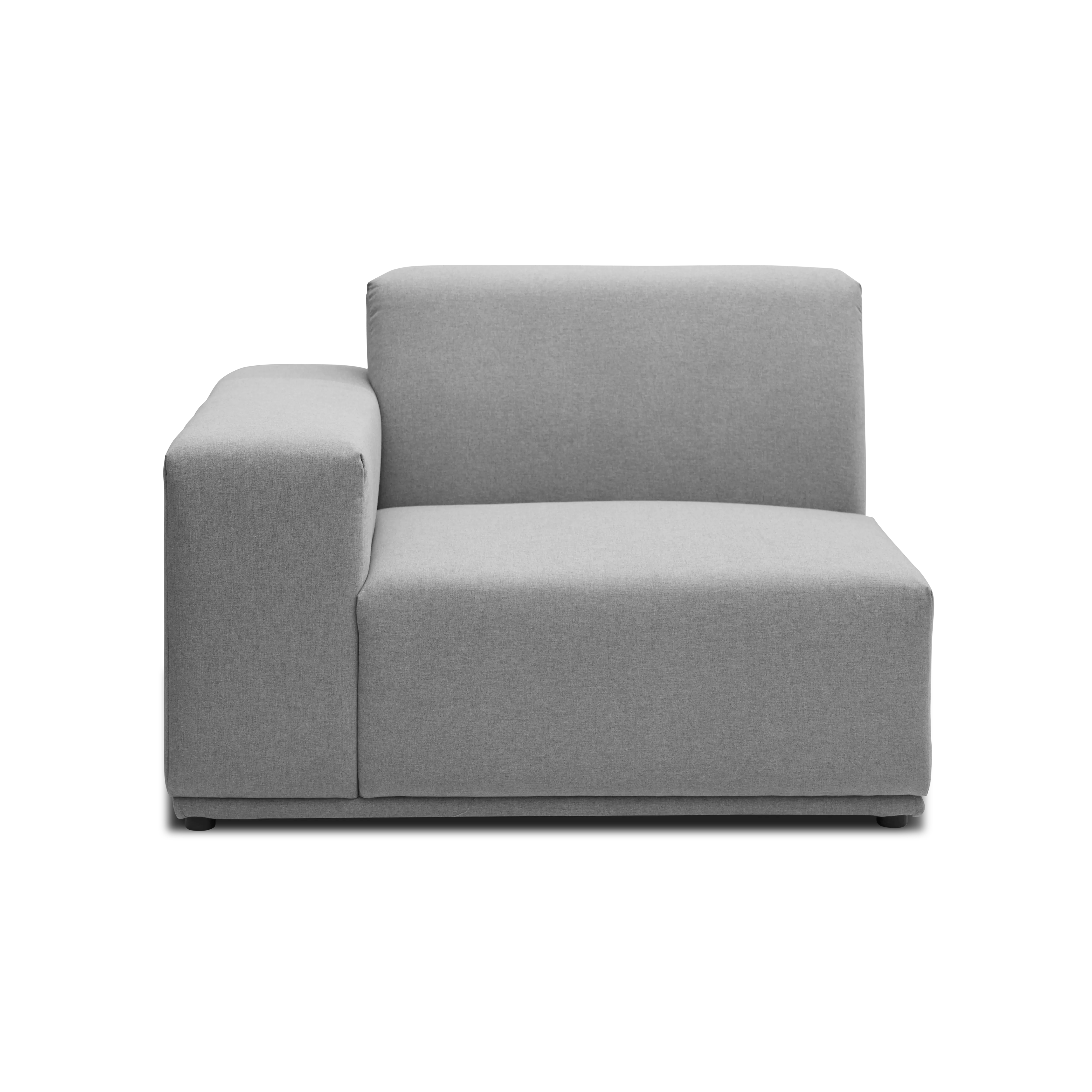 Milan Left Arm Unit - Slate (Fabric) - 9 - Modern gray upholstered sofa, minimalist design, comfortable seating, sleek