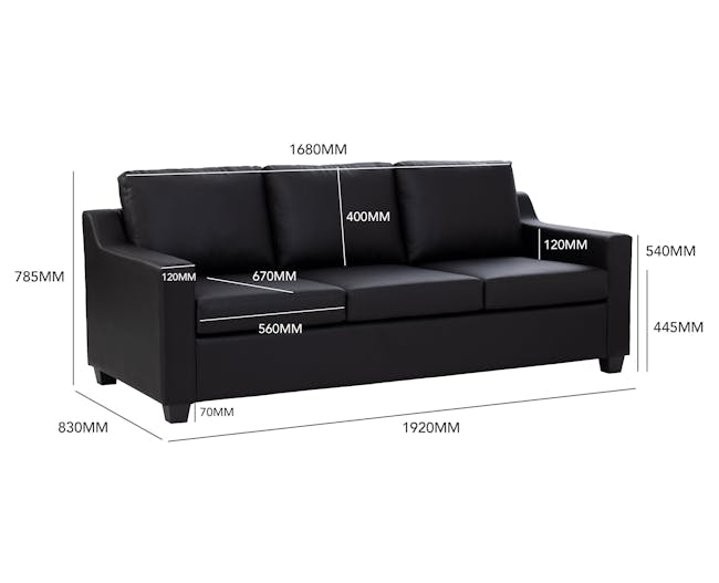 Baleno 3 Seater Sofa - Espresso (Faux Leather) - 4