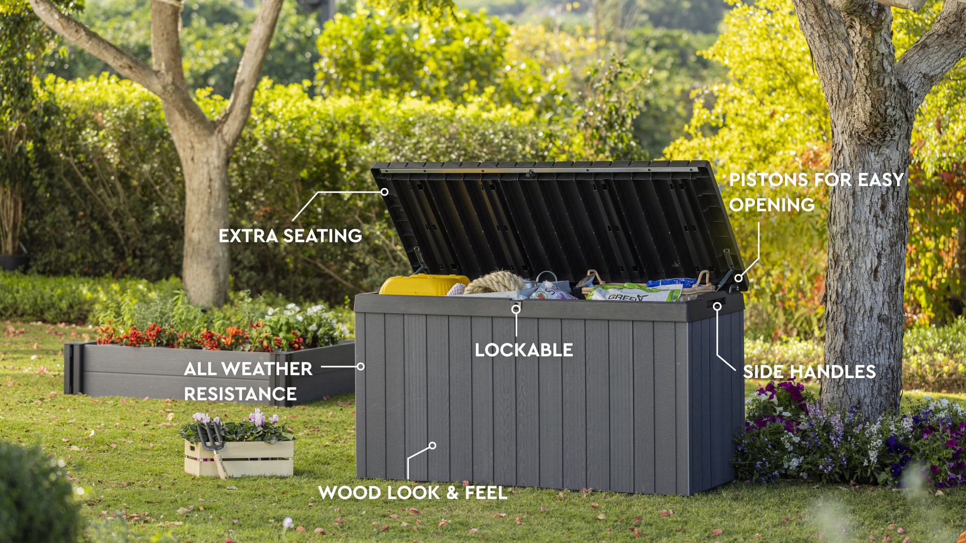 Darwin Deck Box Graphite, Keter Outdoor Furniture HipVan