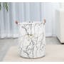 Marble Laundry Basket With Leather Handle - White - 4