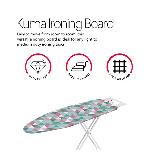 Metaltex Kuma Ironing Board - 3 - Versatile ironing board, easy to move, durable metal iron rest, stylish steel mesh top