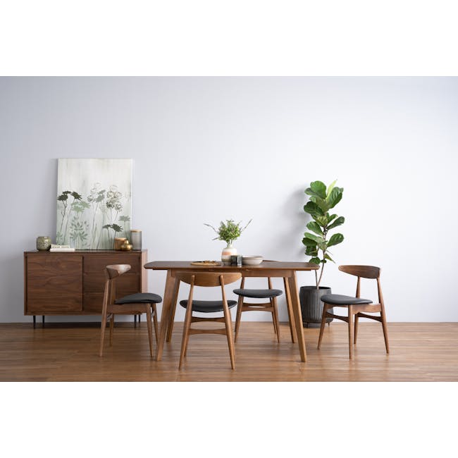 Bolton Dining Table 1.6m in Walnut with 4 Tricia Dining Chair in Espresso - 8