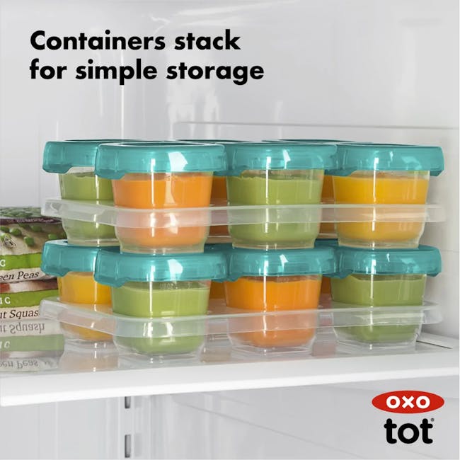 OXO Tot Baby Blocks Freezer Storage Container Set 2oz - Teal - 13
