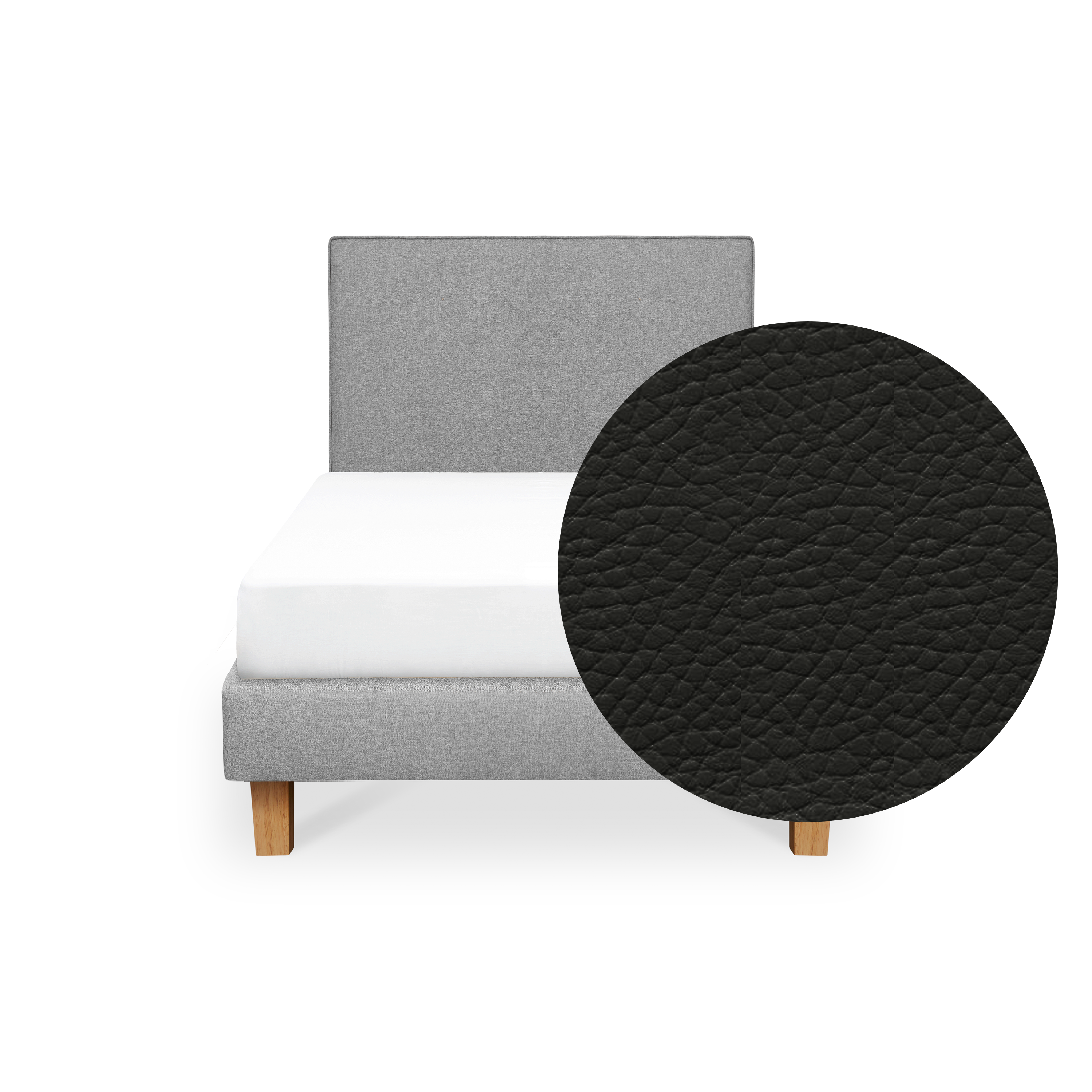 ESSENTIALS Super Single Headboard Divan Bed - Coal (Faux leather)