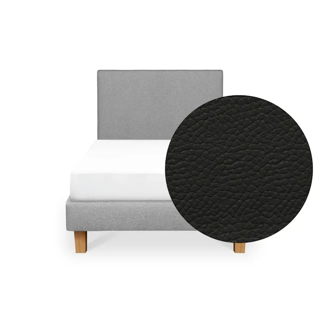 ESSENTIALS Super Single Headboard Divan Bed - Coal (Faux leather) - 1 - Grey upholstered chair, wooden legs, white cushion