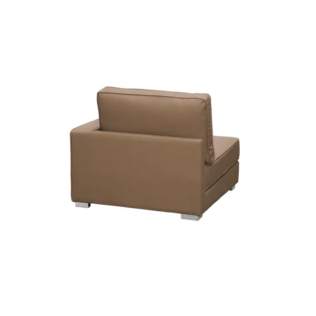 Paris 3 Seater Sofa with Ottoman - Brown (Faux Leather) - 15