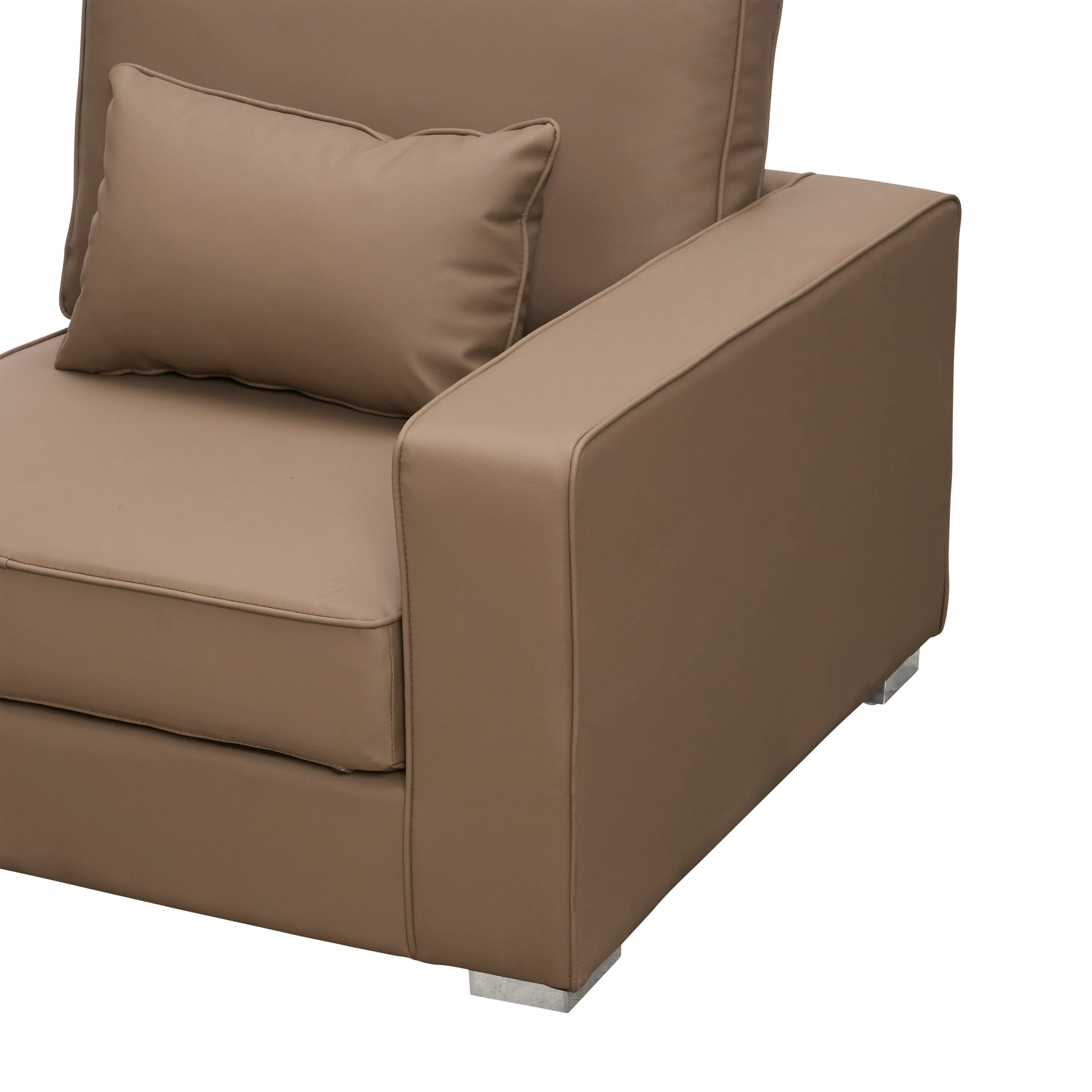 Paris 3 Seater Sofa with Ottoman - Brown (Faux Leather) - 17