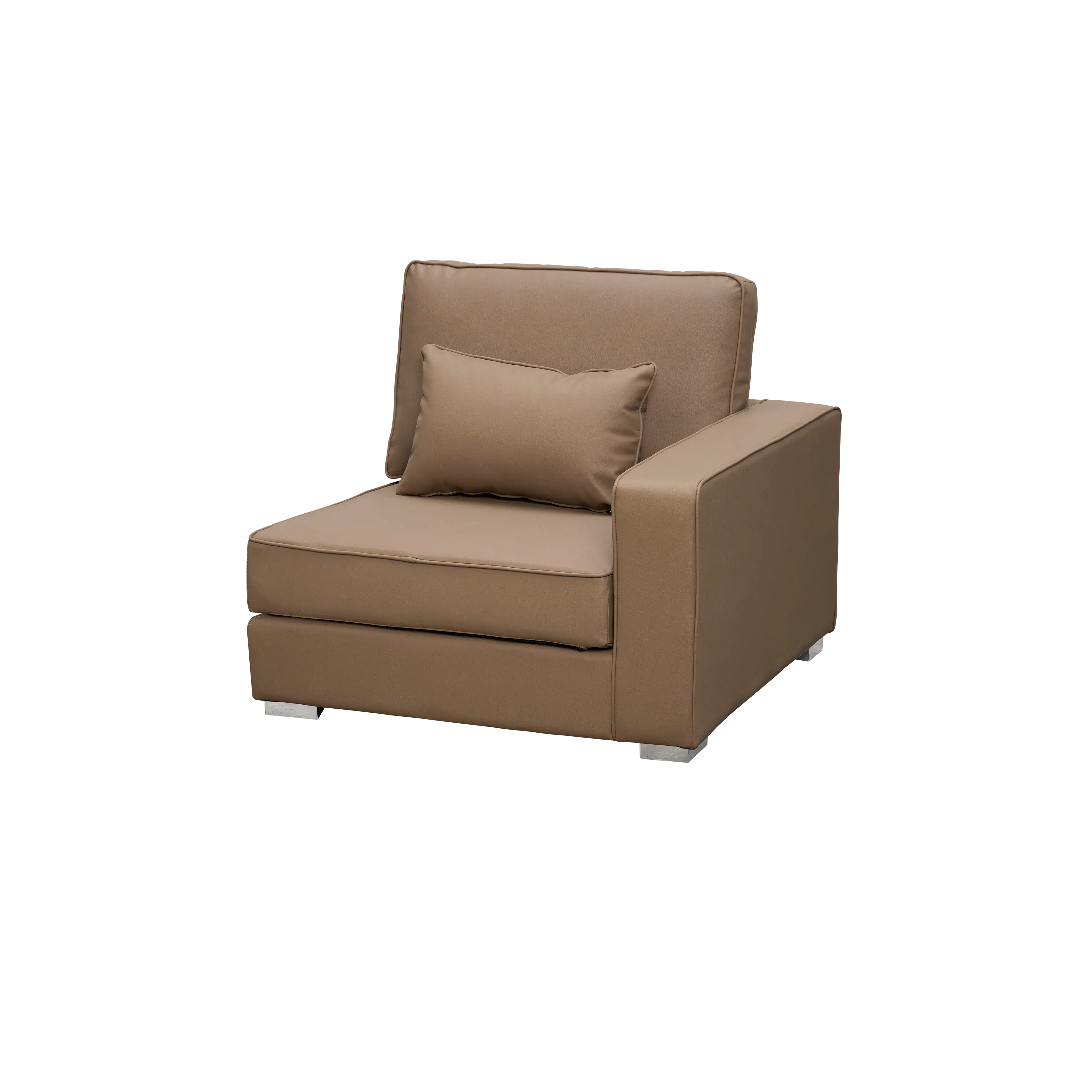 Paris 3 Seater Sofa with Ottoman - Brown (Faux Leather) - 19