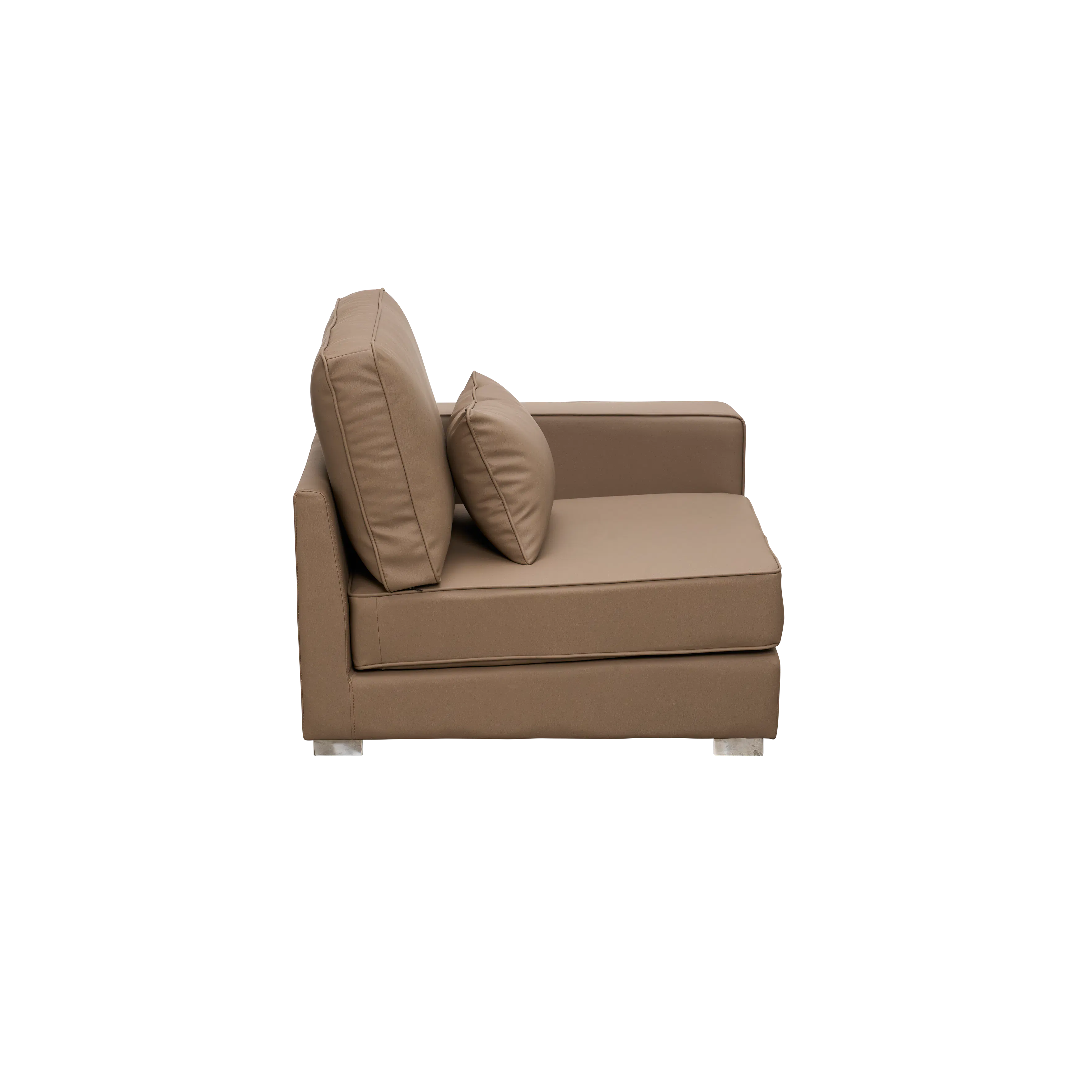 Paris 3 Seater Sofa with Ottoman - Brown (Faux Leather) - 20