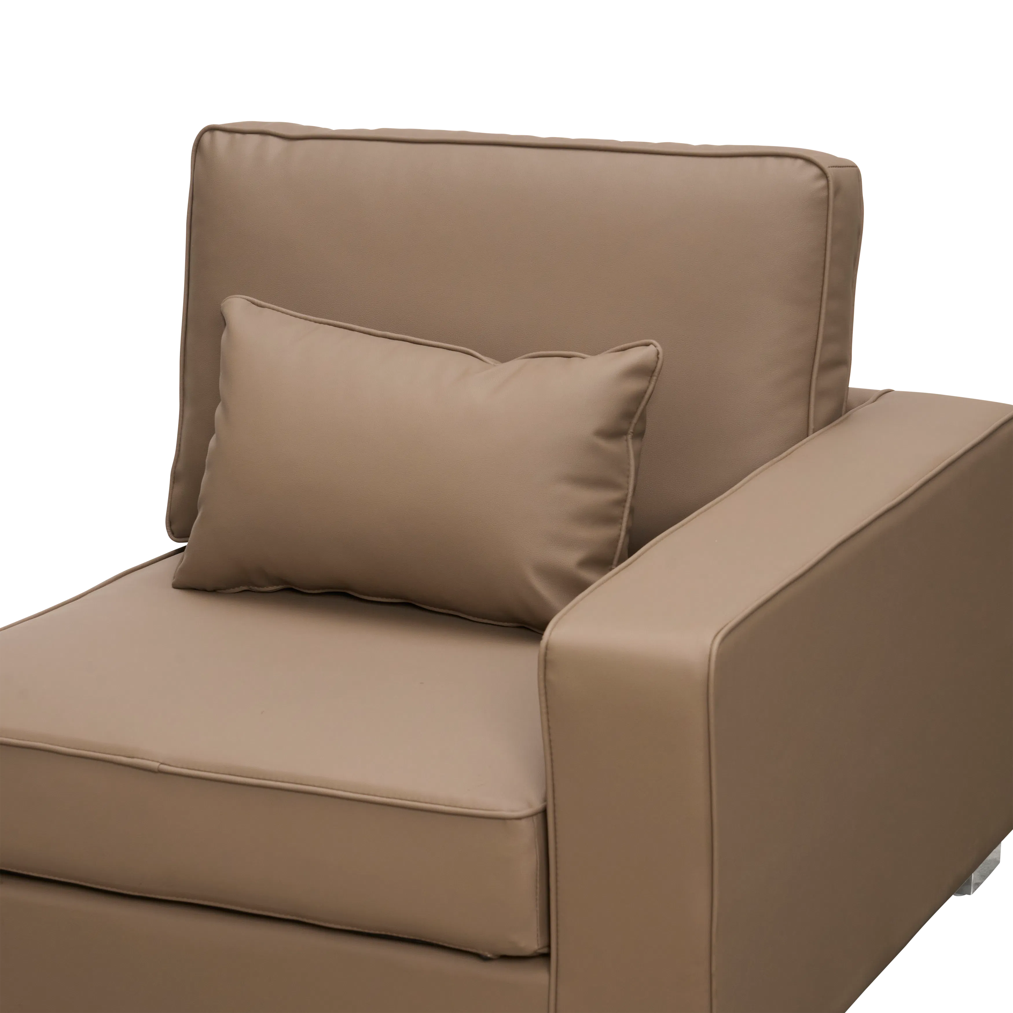 Paris 3 Seater Sofa with Ottoman - Brown (Faux Leather) - 21
