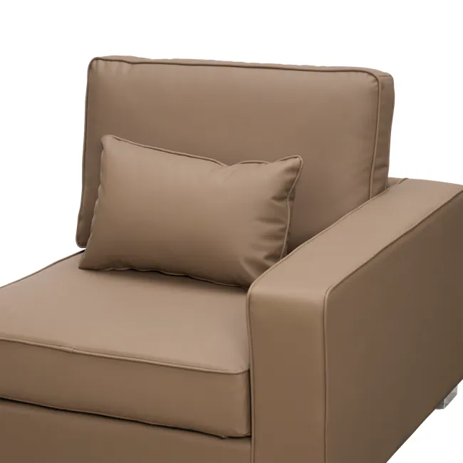 Paris 3 Seater Sofa with Ottoman - Brown (Faux Leather) - 21