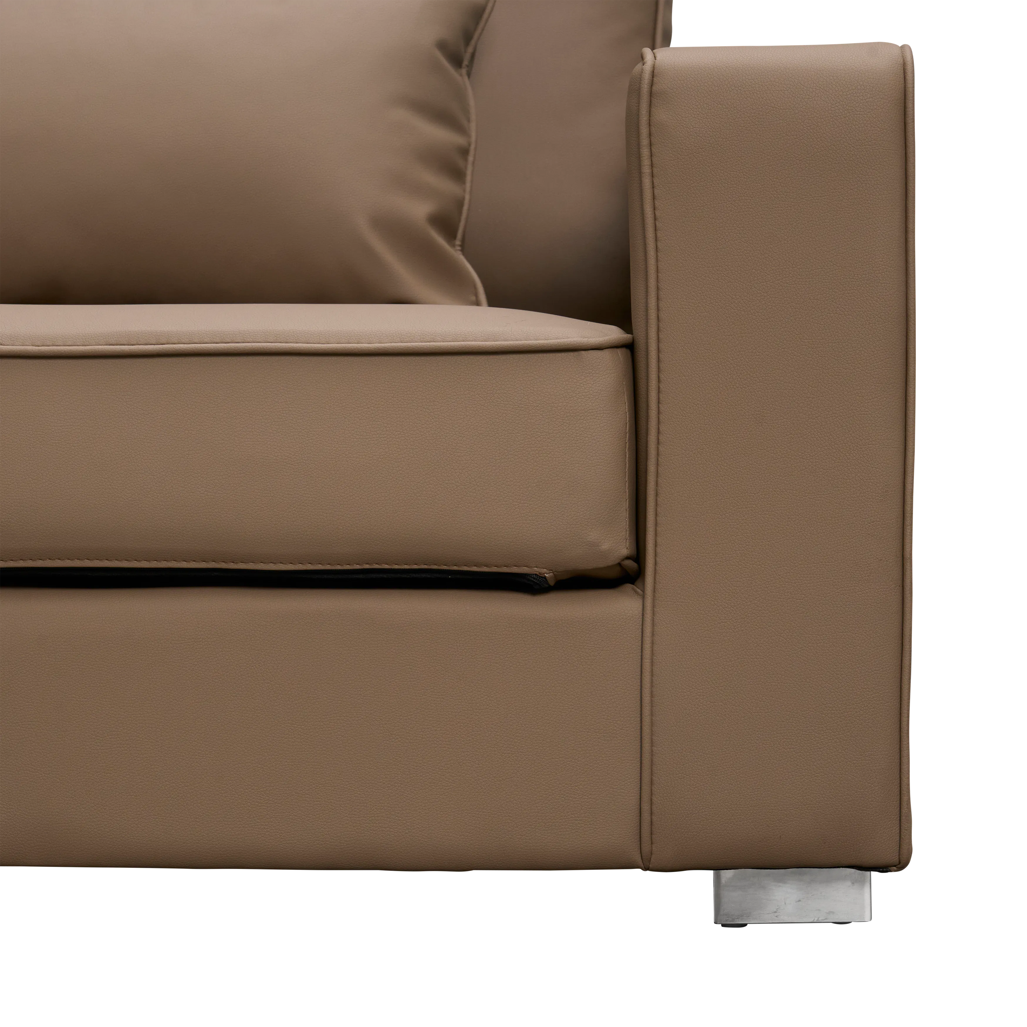 Paris 3 Seater Sofa with Ottoman - Brown (Faux Leather) - 22