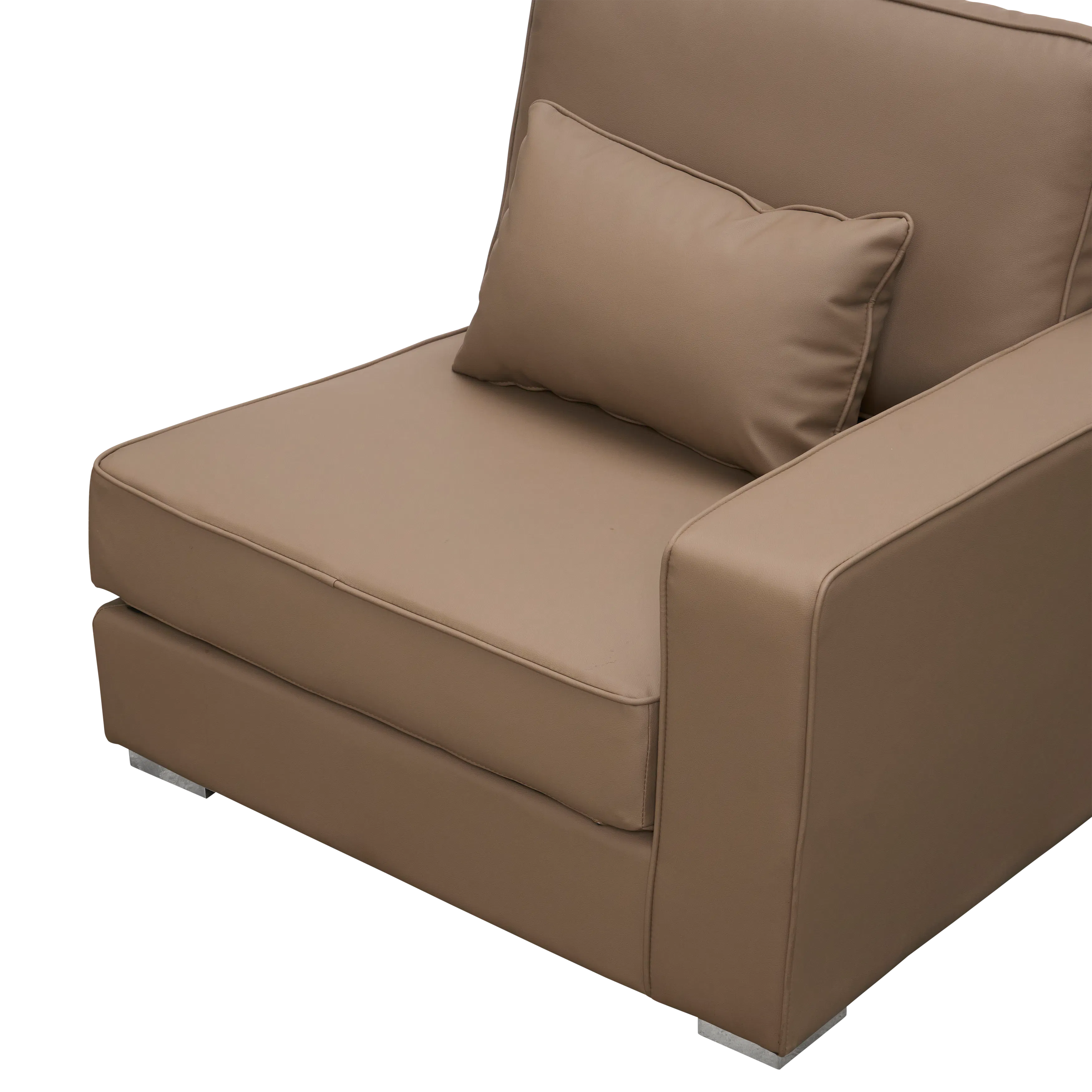 Paris 3 Seater Sofa with Ottoman - Brown (Faux Leather) - 23
