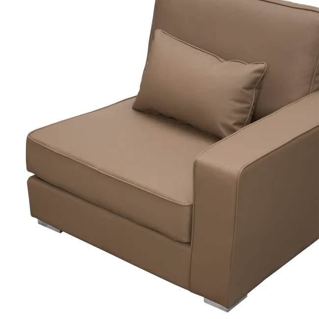 Paris 3 Seater Sofa with Ottoman - Brown (Faux Leather) - 23