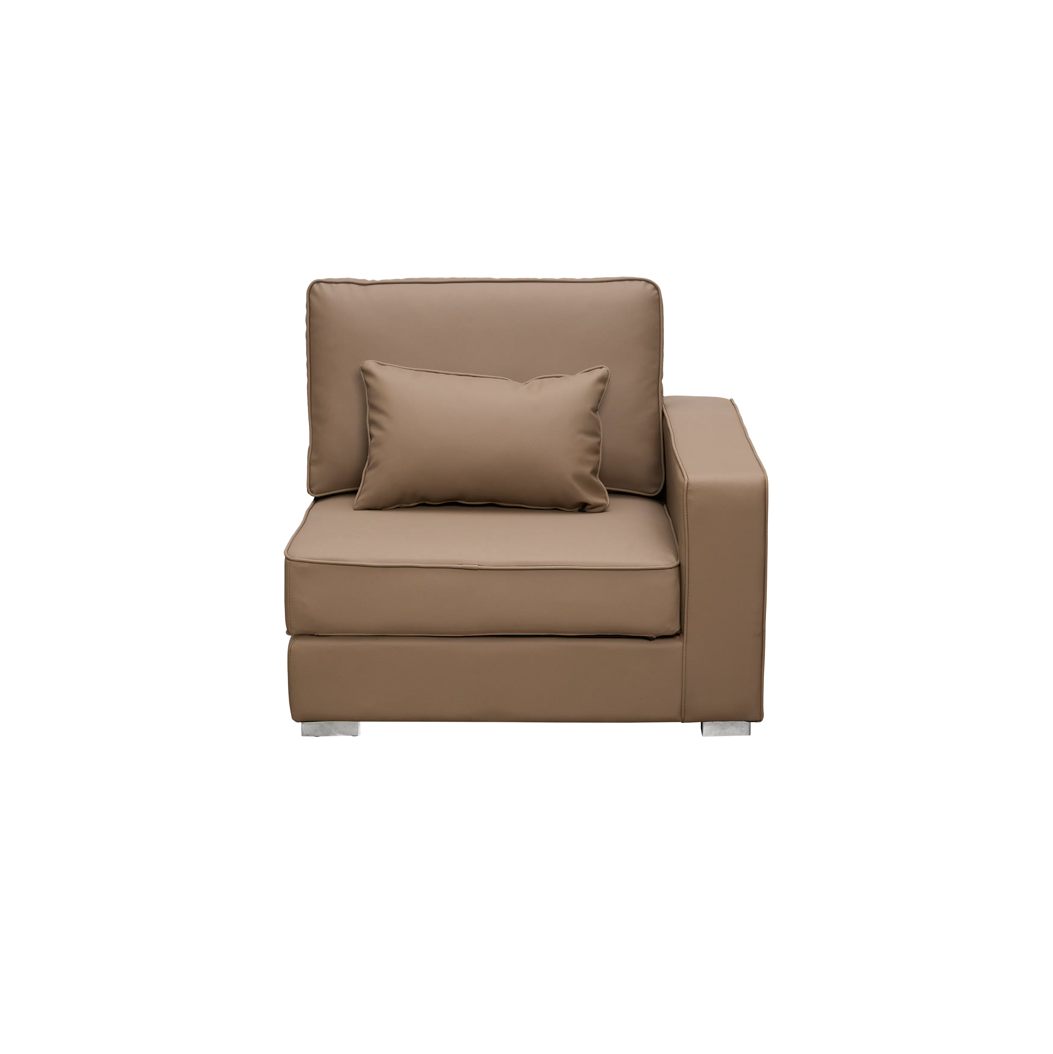 Paris 3 Seater Sofa with Ottoman - Brown (Faux Leather) - 16