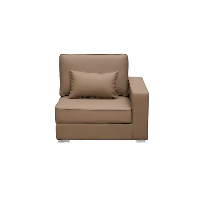 Paris 3 Seater Sofa with Ottoman - Brown (Faux Leather) - 44