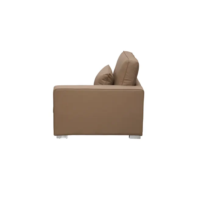 Paris 3 Seater Sofa with Ottoman - Brown (Faux Leather) - 46