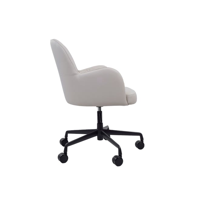 Marcel Mid Back Office Chair - Beige (Faux Leather) - 4 - White leather office chair, ergonomic design, black swivel base